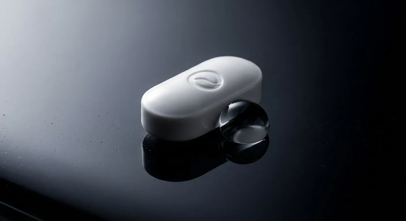 Miansérine avis positif : sommeil retrouvé et humeur stable Gros plan minimaliste d'un comprimé de miansérine sur une surface sombre.